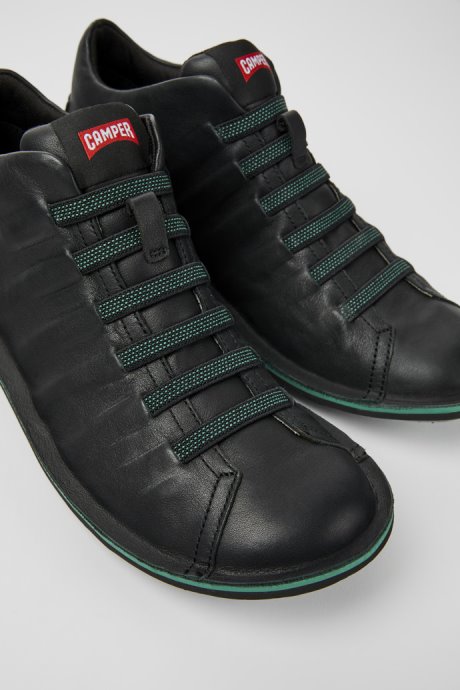 Camper Beetle Black Leather Ankle Boots For Men New Arrivals