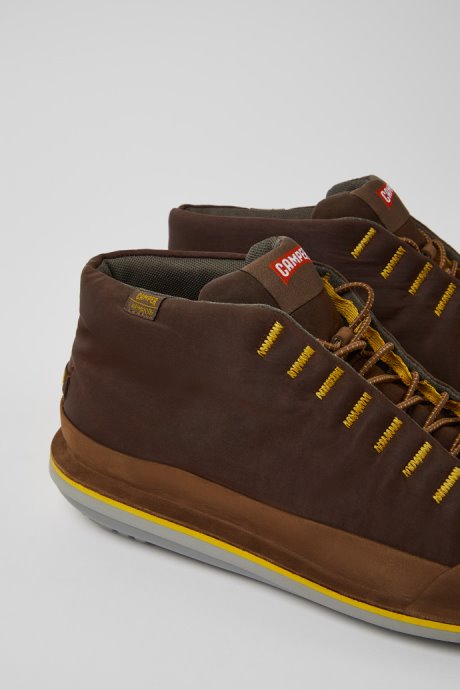 Beetle Brown Textile And Nubuck Ankle Boots For Men Camper New Arrivals