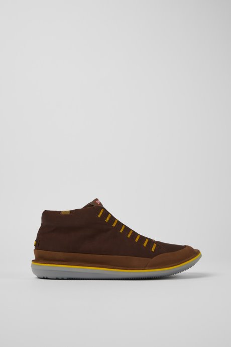 Beetle Brown Textile And Nubuck Ankle Boots For Men Camper New Arrivals