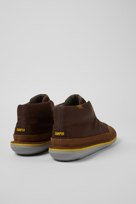 Beetle Brown Textile And Nubuck Ankle Boots For Men Camper New Arrivals