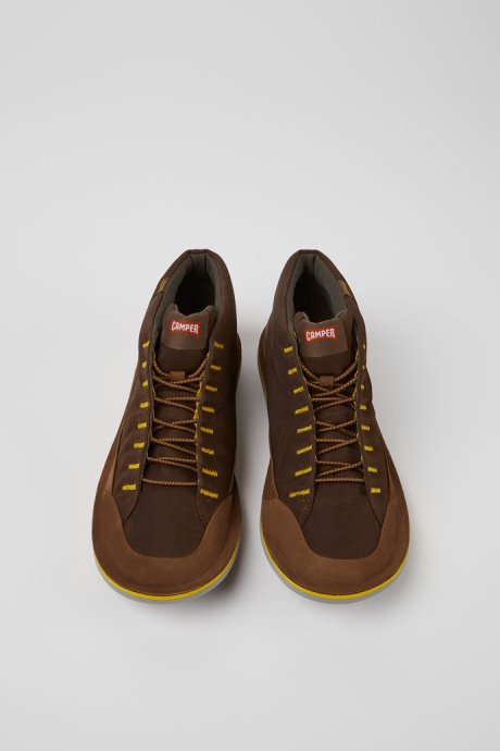 Beetle Brown Textile And Nubuck Ankle Boots For Men Camper New Arrivals