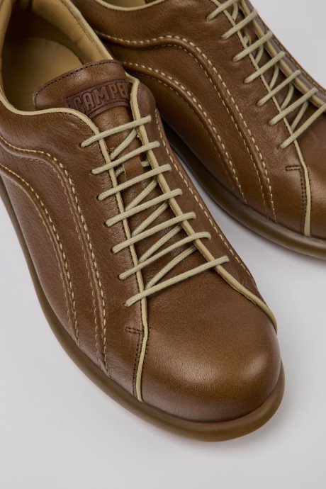 Pelotas Brown Leather Sneakers For Men Camper New Arrivals