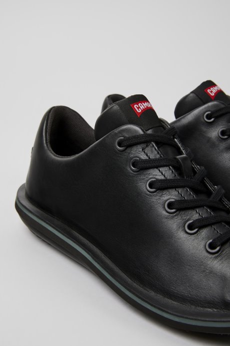 Design Beetle Black Leather Shoes For Men Camper