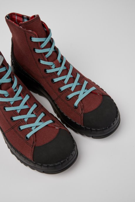 Camper Teix Burgundy Rubber And Bci Cotton Boots New Arrivals