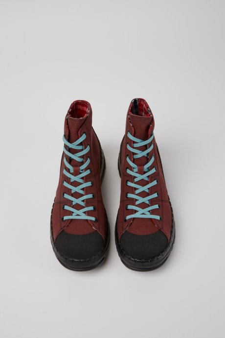 Camper Teix Burgundy Rubber And Bci Cotton Boots New Arrivals