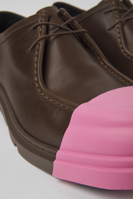 Design Junction Brown Leather Shoes For Men Camper