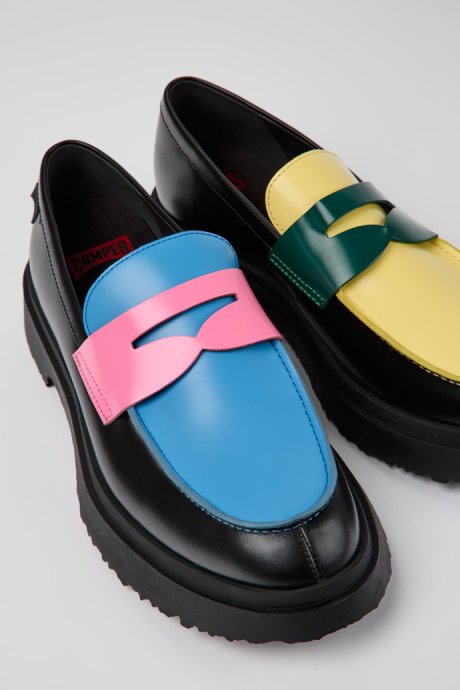 Camper Design Twins Multicolored Leather Loafers For Men