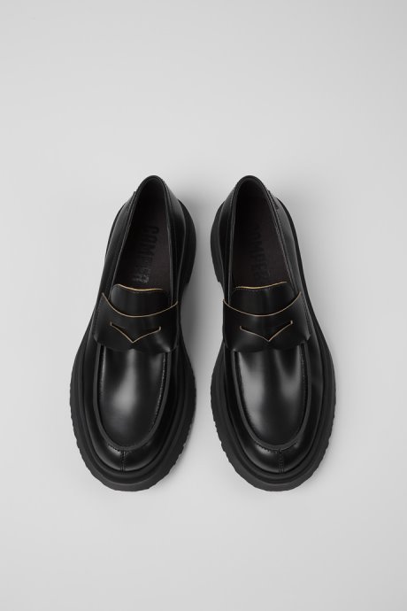 Design Walden Black Leather Loafers Camper