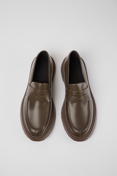 Walden Brown Leather Loafers For Men Camper New Arrivals