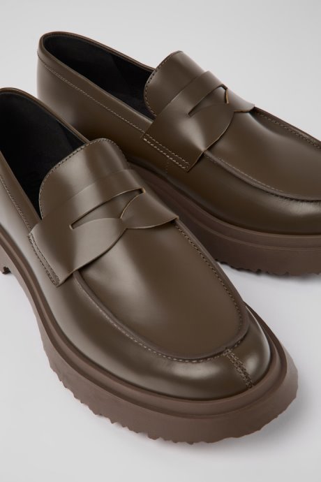 Walden Brown Leather Loafers For Men Camper New Arrivals