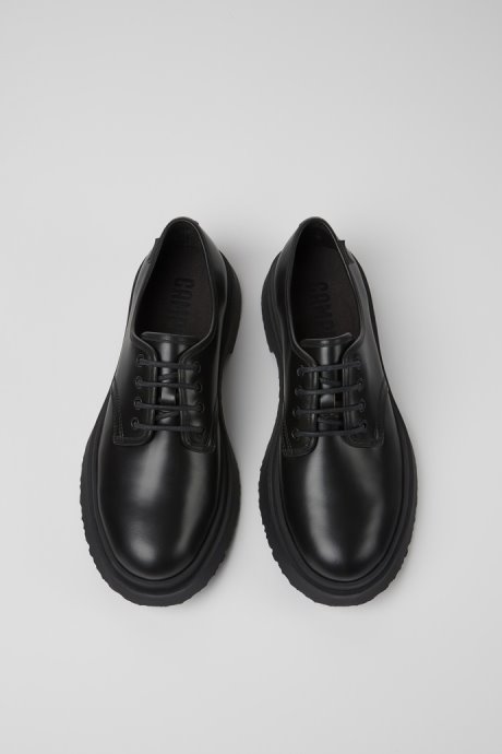 Camper Design Walden Black Leather Lace-Up Shoes For Men