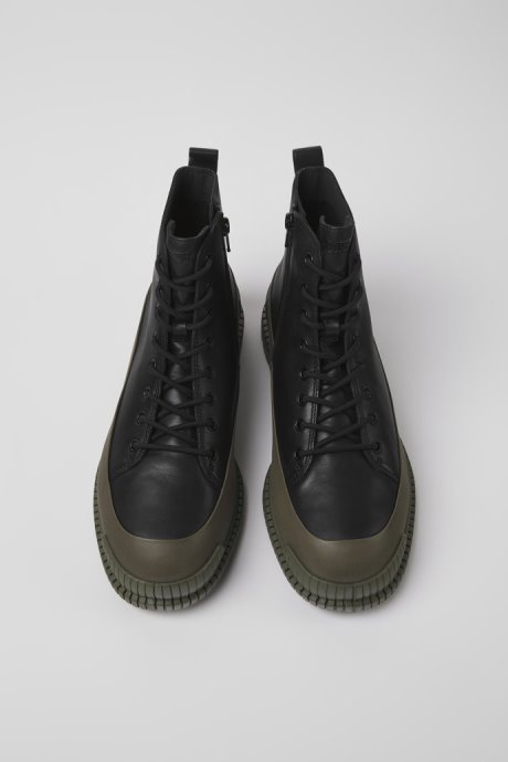 Camper Design Pix Black And Green Leather Ankle Boots For Men