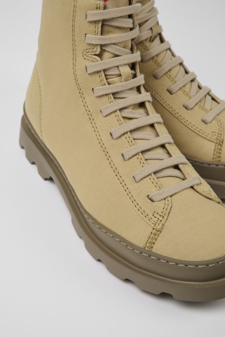 Camper Brutus Beige Textile And Nubuck Ankle Boots For Men New Arrivals
