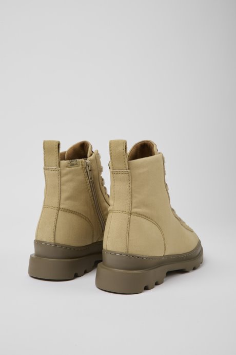 Camper Brutus Beige Textile And Nubuck Ankle Boots For Men New Arrivals