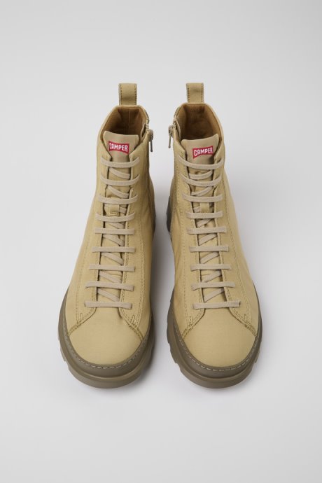 Camper Brutus Beige Textile And Nubuck Ankle Boots For Men New Arrivals