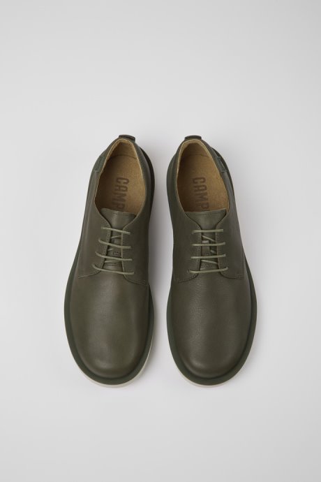 Exclusive Camper Wagon Green Leather Shoes For Men