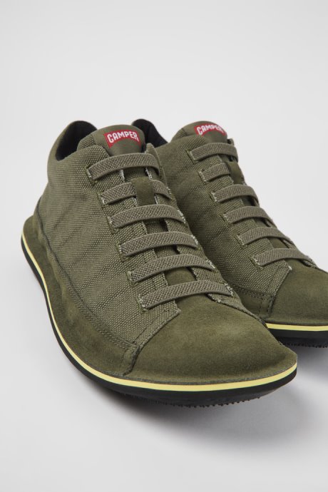 Exclusive Camper Beetle Green Textile And Nubuck Shoes For Men