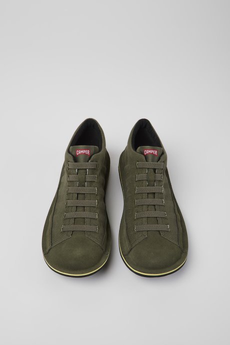 Exclusive Camper Beetle Green Textile And Nubuck Shoes For Men