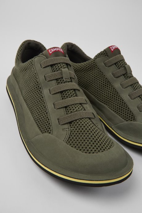 Camper Design Beetle Green Textile And Nubuck Shoes For Men