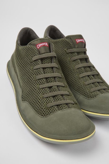 Camper Beetle Green Textile And Nubuck Shoes For Men New Arrivals