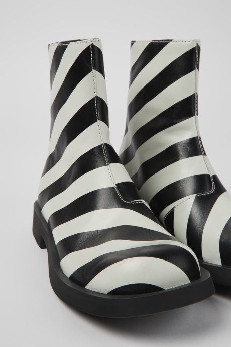 Mil 1978 Black And White Leather Ankle Boots For Men Exclusive Camper