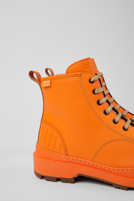Camper Design Brutus Trek Michelin Orange Leather Ankle Boots For Men