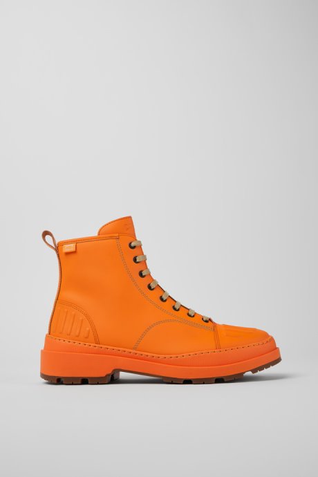 Camper Design Brutus Trek Michelin Orange Leather Ankle Boots For Men