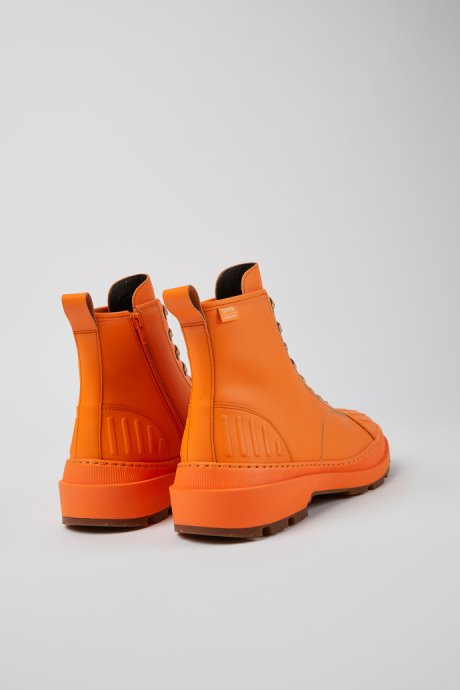 Camper Design Brutus Trek Michelin Orange Leather Ankle Boots For Men