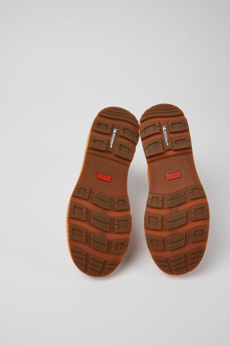 Camper Design Brutus Trek Michelin Orange Leather Ankle Boots For Men