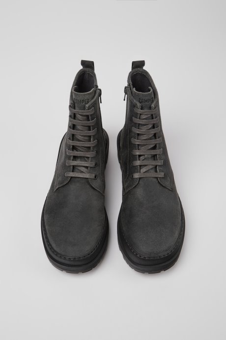 Camper Brutus Trek Michelin Dark Gray Nubuck Ankle Boots For Men New Arrivals