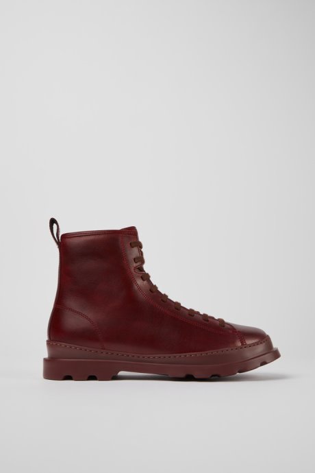 Design Brutus Burgundy Leather Ankle Boots For Men Camper