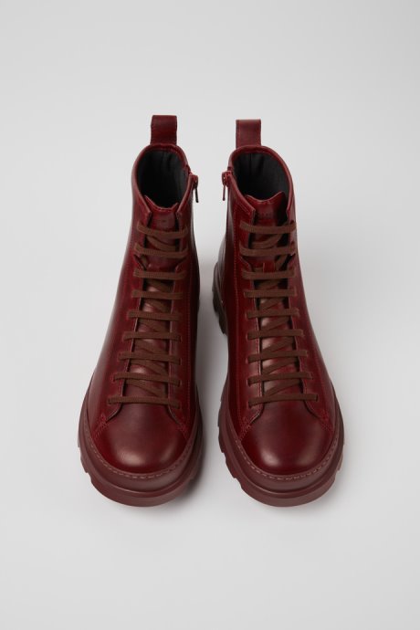 Design Brutus Burgundy Leather Ankle Boots For Men Camper