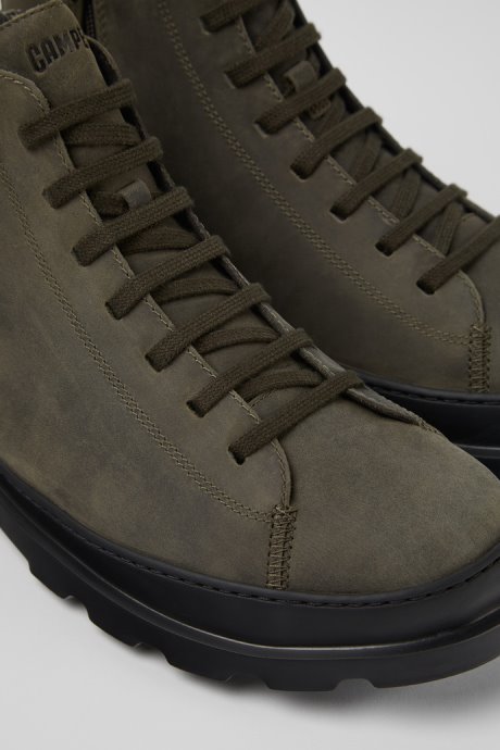 Camper Brutus Dark Green Nubuck Ankle Boots For Men New Arrivals