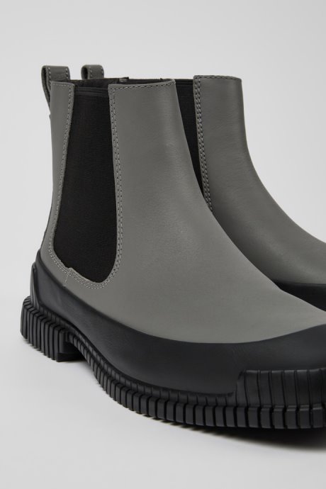 Pix Gray And Black Leather Chelsea Boots For Men Exclusive Camper
