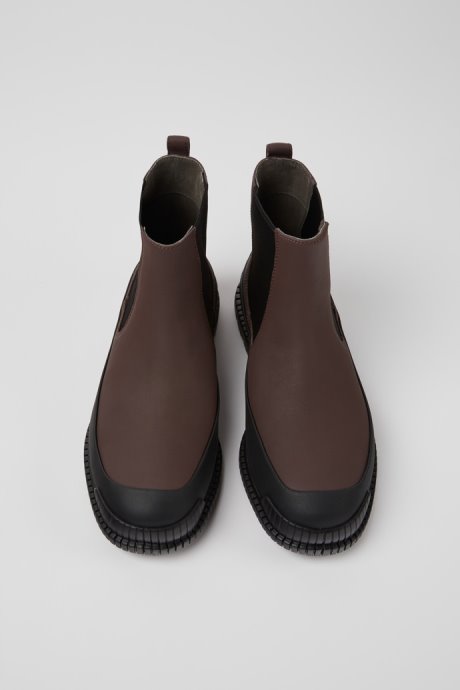 Camper Pix Brown And Black Leather Chelsea Boots For Men New Arrivals