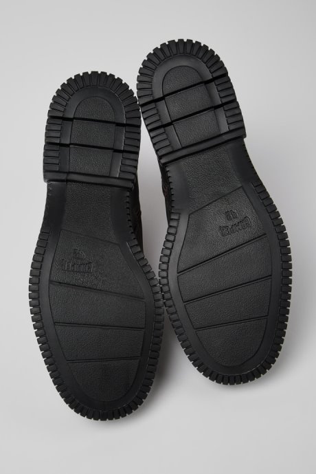 Design Pix Brown And Black Leather Lace-Up Boots For Men Camper