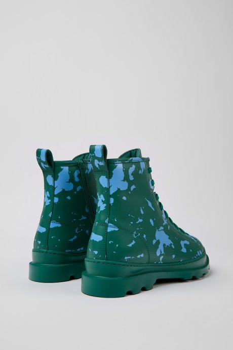 Camper Design Brutus Green And Blue Leather Ankle Boots For Men