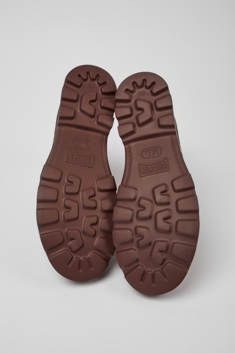 Camper Brutus Burgundy And Orange Leather Ankle Boots For Men New Arrivals