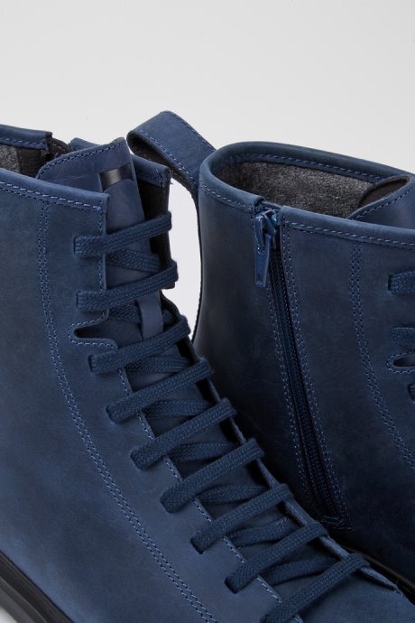 Camper Design Brutus Blue Waxed Nubuck Lace-Up Boots