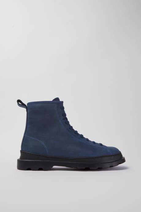 Camper Design Brutus Blue Waxed Nubuck Lace-Up Boots