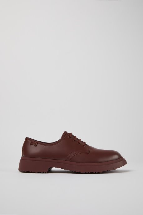 Design Walden Burgundy Leather Lace-Up Shoes For Men Camper