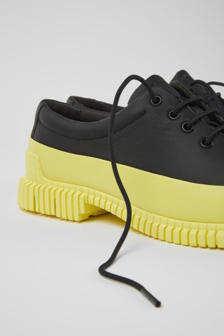 Pix Black And Yellow Leather Lace-Up Shoes For Men Exclusive Camper