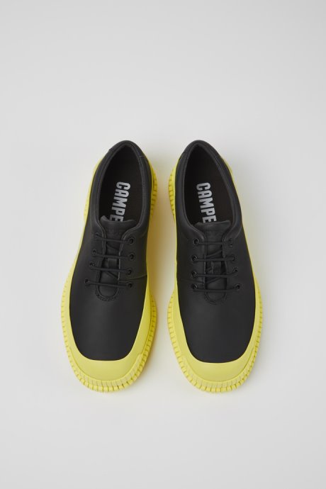 Pix Black And Yellow Leather Lace-Up Shoes For Men Exclusive Camper
