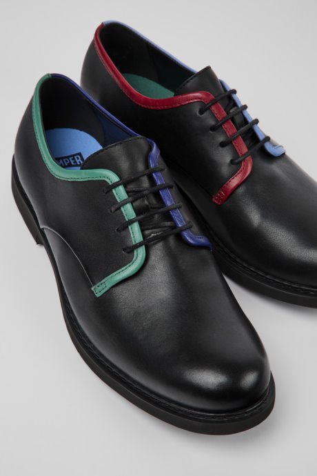 Exclusive Camper Twins Black Leather Lace-Up Shoes For Men