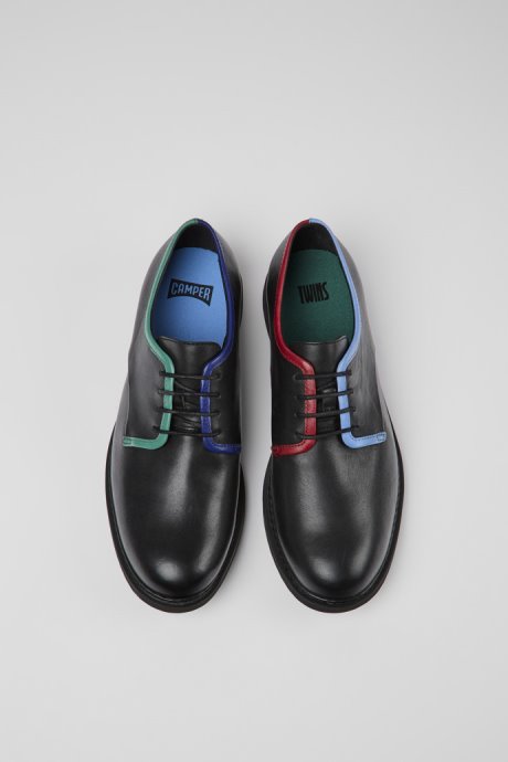 Exclusive Camper Twins Black Leather Lace-Up Shoes For Men