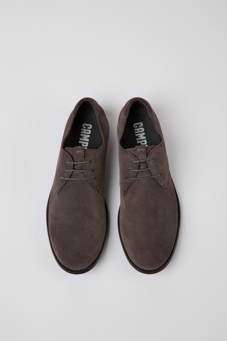 Design Mil Brown-Gray Nubuck Shoes For Men Camper