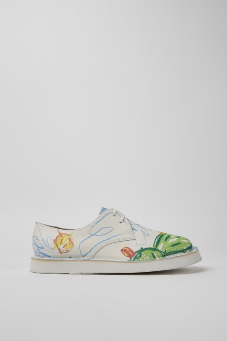 Camper Twins White Printed Leather Lace-Up Shoes For Men New Arrivals