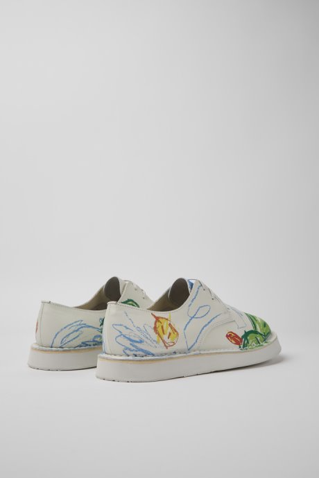 Camper Twins White Printed Leather Lace-Up Shoes For Men New Arrivals