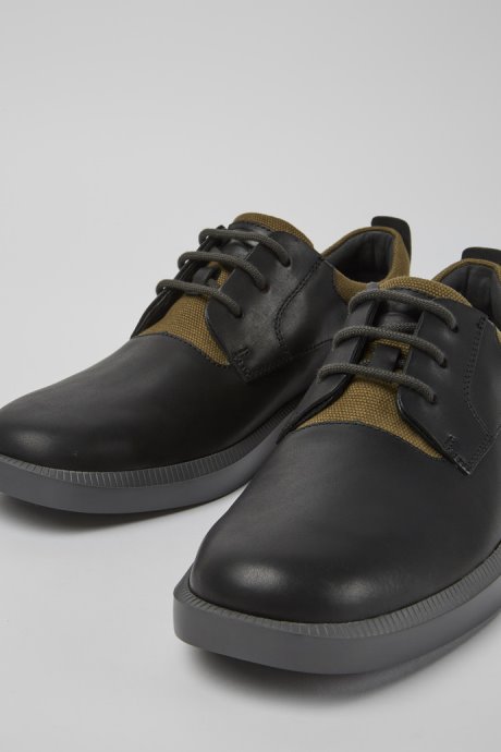 Design Bill Black Leather Lace Up Shoes Camper