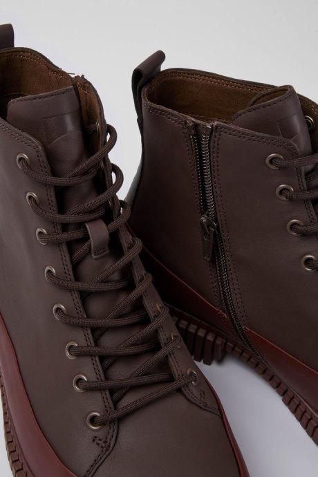 Camper Pix Burgundy Lace-Up Leather Boots New Arrivals